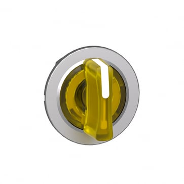 Harmony flush drejegreb i metal for LED med 3 positioner og fjeder-retur fra V-til-M i gul farve ZB4FK1783
