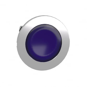 Harmony flush lampetrykshoved i metal for LED med fjeder-retur og plan trykflade i blå farve ZB4FW363