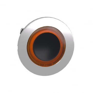 Harmony flush lampetrykshoved i metal for LED med fjeder-retur og plan trykflade med orange ring ZB4FW953