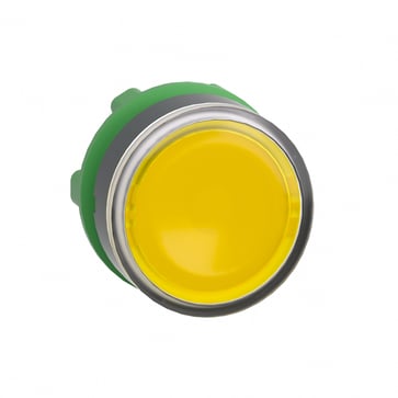 Harmony trykknaphoved i plast for LED med fjeder-retur og isætning af label under den gule trykflade ZB5AA88