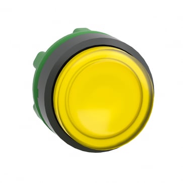 Head for illuminated push button, Harmony XB5, plastic, yellow projecting, 22mm, universal LED, grooved lens ZB5AW183