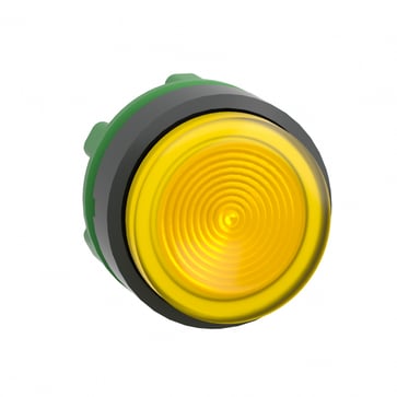 Head for illuminated push button, Harmony XB5, plastic, yellow projecting, 22mm, universal LED, spring return, plain lens ZB5AW183S