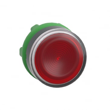Harmony lampetrykshoved i plast for LED med riflet linse til udendørs brug og fjeder-retur med plan trykflade i rød farve ZB5AW343S