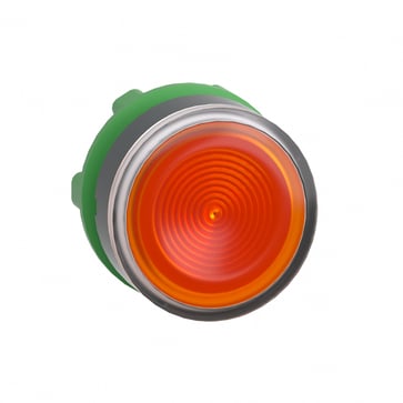 Harmony lampetrykshoved i plast for LED med riflet linse til udendørs brug og fjeder-retur med plan trykflade i orange farve ZB5AW353S