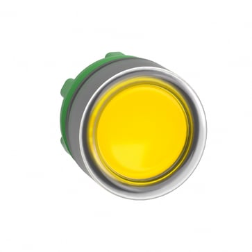 Harmony lampetrykshoved i plast for LED med klar silikonehætte og fjeder-retur med plan trykflade i gul farve ZB5AW583