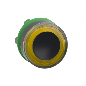 Harmony lampetrykshoved i plast for LED med fjeder-retur og plan trykflade i sort med gul ring ZB5AW983