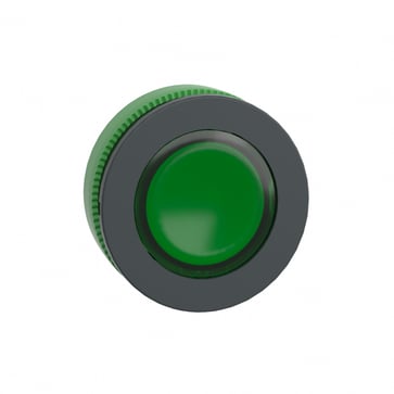 Harmony flush trykknapshoved i plast med kip-funktion f/LED og label under den grønne trykflade ZB5FH033