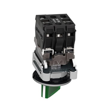 Harmony flush drejeafbryder komplet med LED og 2 faste positioner i grøn 230-240VAC 1xNO+1xNC, XB4FK123M5 XB4FK123M5