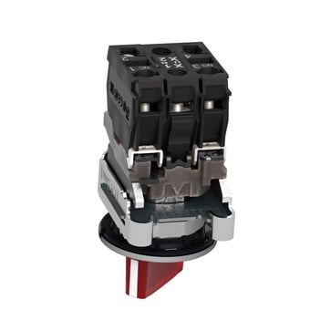 Harmony flush drejeafbryder komplet med LED og 2 faste positioner i rød 230-240VAC 1xNO+1xNC, XB4FK124M5 XB4FK124M5