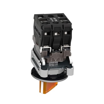 Harmony flush drejeafbryder komplet med LED og 2 faste positioner i orange 110-120VAC 1xNO+1xNC, XB4FK125G5 XB4FK125G5