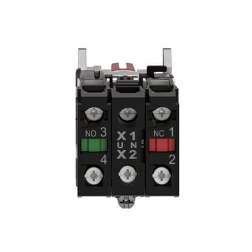 Harmony drejeafbryder komplet med LED og 3 faste positioner i rød 24VAC/DC 1xNO+1xNC XB4BK134B5