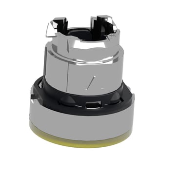 Head for illuminated push button, Harmony XB4, metal, yellow flush, 22mm, universal LED, for insertion legend ZB4BA88