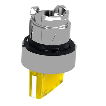 Harmony drejegreb i metal for LED med 2 positioner og fjeder-retur fra H-til-V i gul farve ZB4BK1483