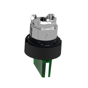 Harmony drejegreb i sort metal for LED med 3 positioner og fjeder-retur til midt i grøn farve ZB4BK15337