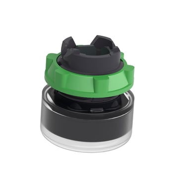 Head for illuminated push button, Harmony XB5, dark grey plastic, yellow flush, 22mm, universal LED, clear boot ZB5AW583