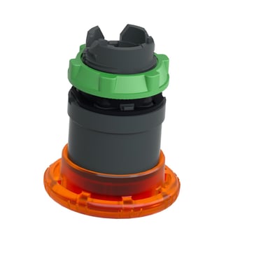 Harmony paddetrykshoved i plast for LED med Ø40 mm paddehoved i orange farve og drej for at frigøre ZB5AW753