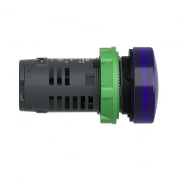 Harmony signallampe helstøbt med kraftig LED i blå farve og 230-240VAC forsyning XB5EVM6