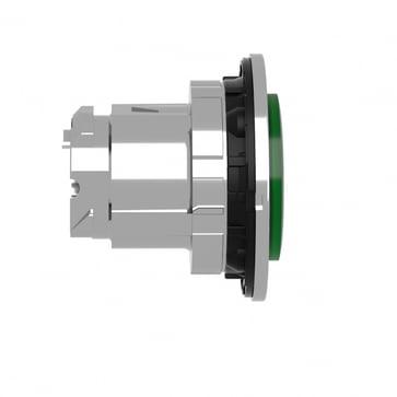 Harmony flush trykknaphoved i metal for LED med kip-funktion og isætning af label under den grønne ophøjede trykflade ZB4FH33