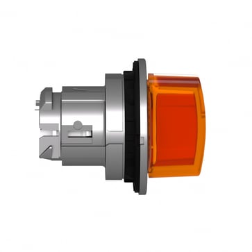 Harmony flush drejegreb i metal for LED med 3 positioner og fjeder-retur fra V-til-M i orange farve ZB4FK1753