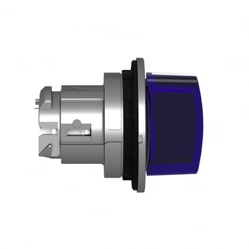 Harmony flush drejegreb i metal for LED med 3 positioner og fjeder-retur fra H-til-M i blå farve ZB4FK1863