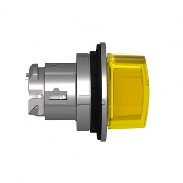Harmony flush drejegreb i metal for LED med 3 positioner og fjeder-retur fra H-til-M i gul farve ZB4FK1883