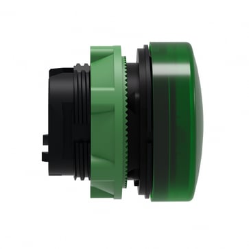 Head for pilot light, Harmony XB5, plastic, green, 22mm, universal LED, plain lens, for insertion of legend ZB5AV033E