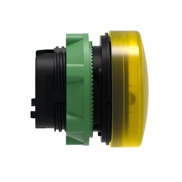 Head for pilot light, Harmony XB5, plastic, yellow, 22mm, universal LED, plain lens, for insertion of legend ZB5AV083E