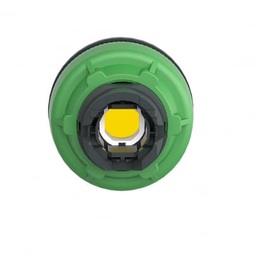 Harmony flush trykknapshoved i plast med kip-funktion f/LED og label under en gul høj trykflade ZB5FH83