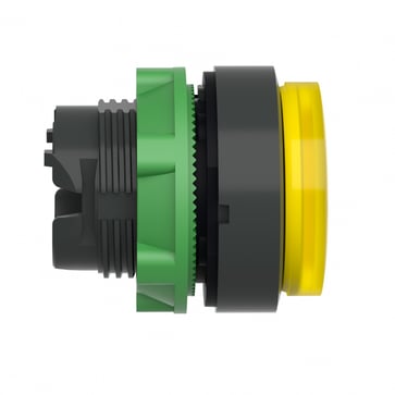 Head for illuminated push button, Harmony XB5, plastic, yellow projecting, 22mm, universal LED, grooved lens ZB5AW183