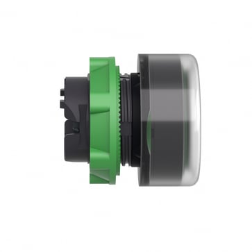 Harmony lampetrykshoved i plast for LED med klar silikonehætte og fjeder-retur med plan trykflade i grøn farve ZB5AW533