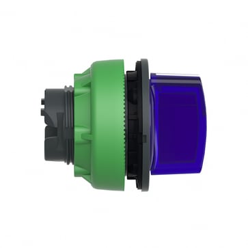 Harmony flush drejegreb i plast for LED med 3 positioner og fjeder-retur fra V-til-M i blå farve ZB5FK1763