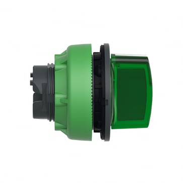 Harmony flush drejegreb i plast for LED med 3 positioner og fjeder-retur fra H-til-M i grøn farve ZB5FK1833