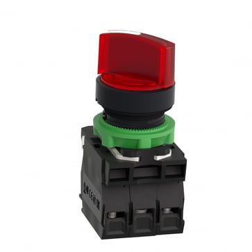 Harmony drejeafbryder komplet med LED og 2 faste positioner i rød 24VAC/DC 1xNO+1xNC, XB5AK124B5 XB5AK124B5