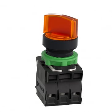 Harmony drejeafbryder komplet med LED og 2 faste positioner i orange 230-240VAC 1xNO+1xNC, XB5AK125M5 XB5AK125M5