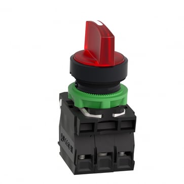 Harmony drejeafbryder komplet med LED og 3 faste positioner i rød 230-240VAC 1xNO+1xNC XB5AK134M5
