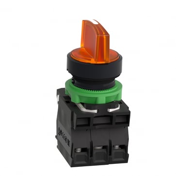 Harmony drejeafbryder komplet med LED og 3 faste positioner i orange 230-240VAC 1xNO+1xNC XB5AK135M5