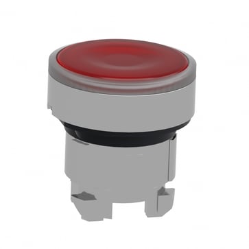 Harmony metal push button head for LED with spring return and label insertion under the red printing surface ZB4BA48
