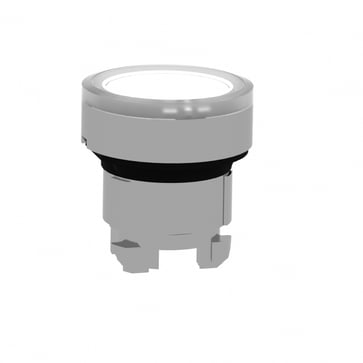 Pushbutton head in metal for Ø22mm mounting with spring return and legend insertion under one of the 6 transparent colored caps ZB4BA98