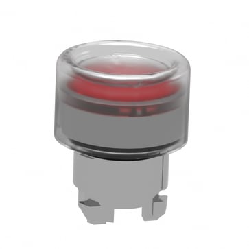 Harmony lampetrykhoved i metal for LED med klar silikonehætte og fjeder-retur med plan trykflade i rød farve ZB4BW543