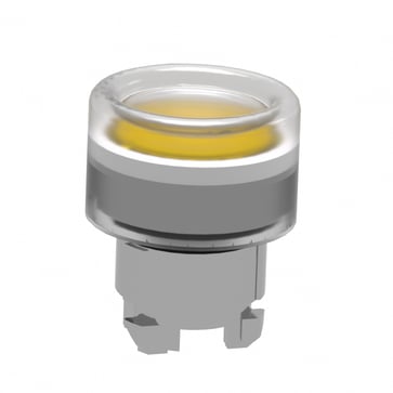 Harmony lampetrykhoved i metal for LED med klar silikonehætte og fjeder-retur med plan trykflade i gul farve ZB4BW583