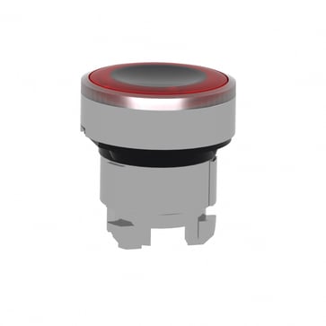 Harmony lampetrykhoved i metal for LED med fjeder-retur og plan trykflade i sort med rød ring ZB4BW943