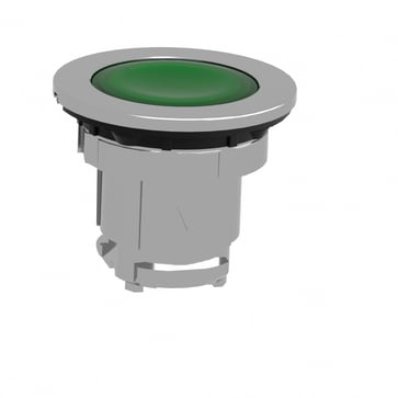 Harmony flush trykknaphoved i metal for LED med fjeder-retur og isætning af label under den grønne trykflade ZB4FA38