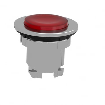 Harmony flush trykknaphoved i metal for LED med kip-funktion og isætning af label under den røde ophøjede trykflade ZB4FH43
