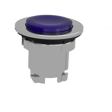 Harmony flush trykknaphoved i metal for LED med kip-funktion og isætning af label under den blå ophøjede trykflade ZB4FH63