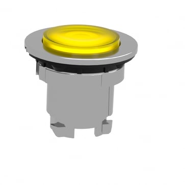 Harmony flush trykknaphoved i metal for LED med kip-funktion og isætning af label under den gule ophøjede trykflade ZB4FH83