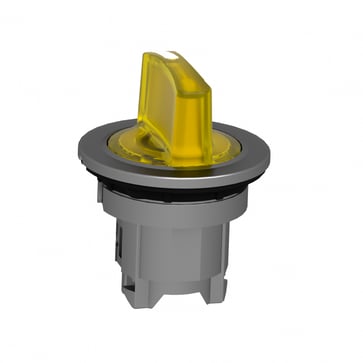 Harmony flush drejegreb i metal for LED med 3 positioner og fjeder-retur fra H-til-M i gul farve ZB4FK1883