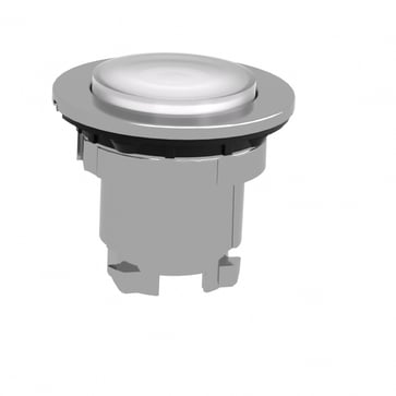 Harmony flush lampetrykshoved i metal for LED med fjeder-retur og ophøjet trykflade i hvid farve ZB4FW113