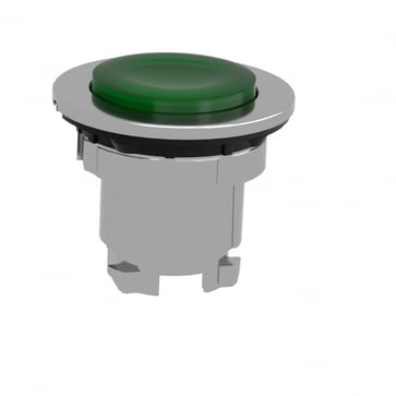 Harmony flush lampetrykshoved i metal for LED med fjeder-retur og ophøjet trykflade i grøn farve ZB4FW133