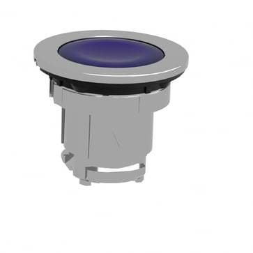 Harmony flush lampetrykshoved i metal for LED med fjeder-retur og plan trykflade i blå farve ZB4FW363