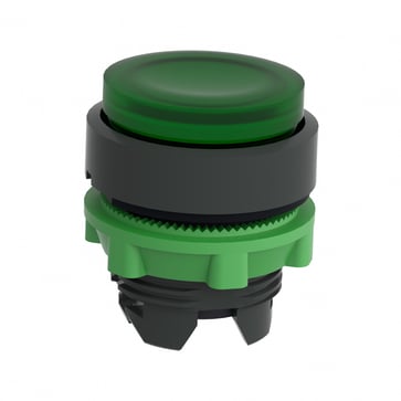 Harmony trykknapshoved i plast for LED med kip-funktion og ophøjet trykflade i grøn farve ZB5AH33